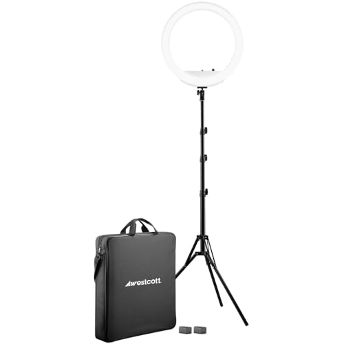 Westcott 18” Bi-Color LED Ring Light Kit with Batteries and Stand Professional Studio Continuous Lighting for Photography, Video Conferencing, Hair & Makeup Salons, Tattoo Studios, YouTube & TikTok
