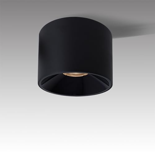 LED Dimmable Ceiling Spot Light Aluminum Matte Black 4.72'' Cylinder Spotlight Indoor Modern Minimalist Focus Ceiling Down Light Fixture for Living Room Hallway Foyer CRI 98 12W 3000K - color: Black, size: Round-12W-Dimmable