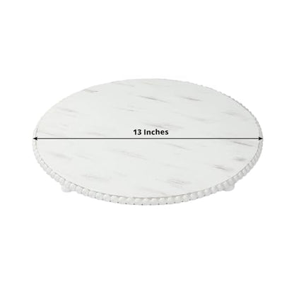 Efavormart 3-Pack Antique White Wooden Charger Plates, 13" Round Beaded Wood Table Centerpiece, Rustic Farmhouse Decor for Wedding, Dining, & Holiday Events - size: 13"
