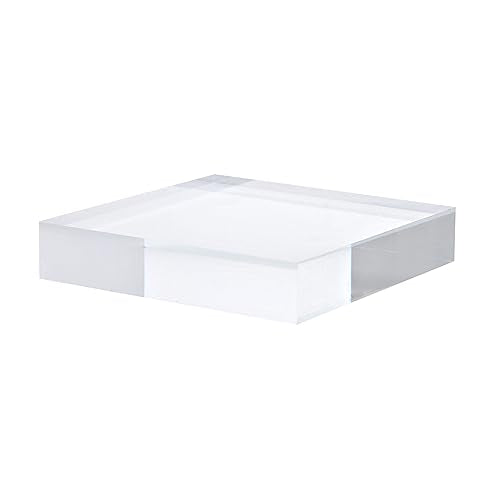 PATIKIL 4"x4"x0.8" Jewelry Display Riser, Polished Acrylic Cube Display Stand Block Collection Showcase Ring Holder Square, Clear - size: 4" x 4" x 0.8"