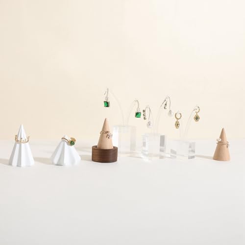 walnut ring cone stand for jewelry, Stable ring holder for men, wooden ring displays for selling, small jewelry ring holder for nightstand【Ring holder-Cone 1】 - style: One Cone