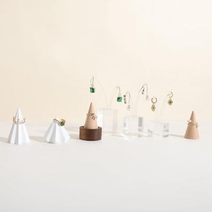 walnut ring cone stand for jewelry, Stable ring holder for men, wooden ring displays for selling, small jewelry ring holder for nightstand【Ring holder-Cone 1】 - style: One Cone