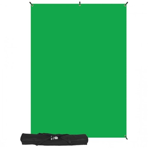 Westcott X-Drop Wrinkle-Resistant Photography and Video Conference Backdrop - Chroma-Key Green Screen Kit (5' x 7') Quick Assemble, Portable Background for Portraits and Headshots