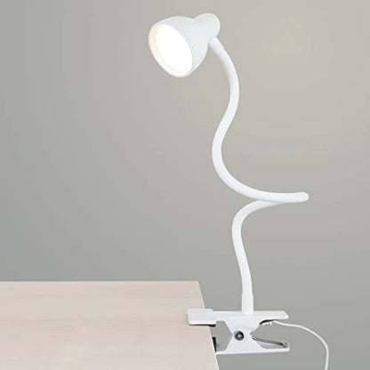 LiFMIRA Clip on Lamp USB Reading Light, 3 Color Modes, 10 Brightness Dimmable, Flexible Gooseneck Desk Lamp with Clamp, Eye Care Clip on Light for Bed Desk Headboard Home Dorm White - color: White