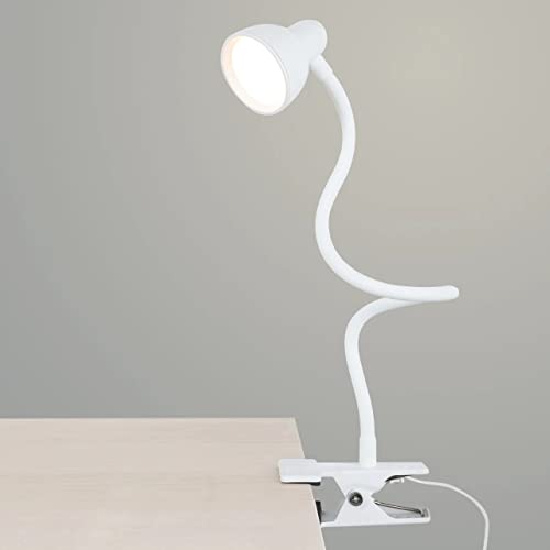 LiFMIRA Clip on Lamp USB Reading Light, 3 Color Modes, 10 Brightness Dimmable, Flexible Gooseneck Desk Lamp with Clamp, Eye Care Clip on Light for Bed Desk Headboard Home Dorm White - color: White