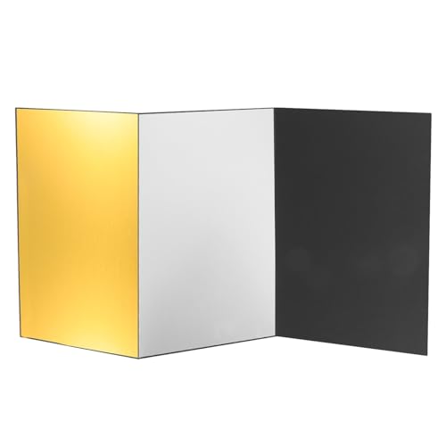 PRETYZOOM Foldable A4 Photography Reflective Board Tri-fold Silver Black White Gold Light Reflector Cardboard for Studio and Outdoor Photo Lighting