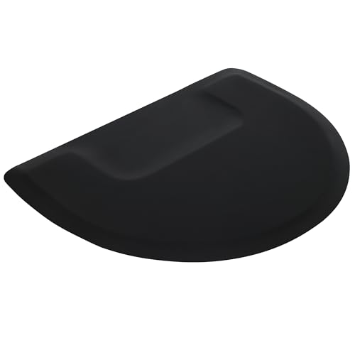 BarberPub 3 x 4 ft Anti-Fatigue Salon Mat for Hair Stylist, Comfort Semicircle Barber Standing Mat for Square Base Chair 0065, Black, NBR Foam - color: Black - Nbr Foam