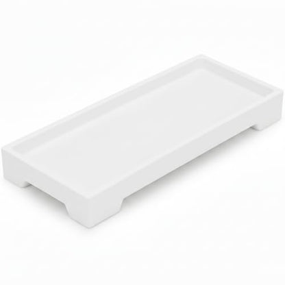 Countertop Vanity Tray - Silicone Bathroom Sink Organizer & Kitchen Soap Tray, Footed Anti-Slip Design, Waterproof Caddy for Perfume, Jewelry, Makeup, Bottle, Oil, Sponge Holder, White (L10 x W 4.2") - color: White