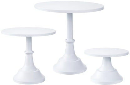 HBlife 3-PCS White Cake Stand Set (8"/10"/12" Plate) for 6-10 Inch Cakes, Perfect Dessert Table Display Set, Cupcake&Cake Stands for Party, Wedding, Birthday, Baby Shower, Anniversary (Metal) - color: White