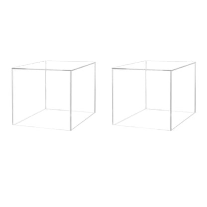 2 Pack 3" Acrylic Display Riser Box No Lid Clear Square Retail Product Riser One Open Side Merchandise Storage Cubby for Expos and Tradeshows No Assembly by Marketing Holders - size: 3"w x 3"h