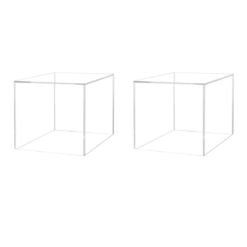2 Pack 3" Acrylic Display Riser Box No Lid Clear Square Retail Product Riser One Open Side Merchandise Storage Cubby for Expos and Tradeshows No Assembly by Marketing Holders - size: 3"w x 3"h