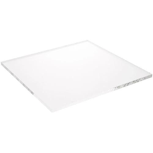 Plymor Clear Acrylic Square Standard-Edge Display Base, 7" W x 7" D x 0.25" H, Pack of 2 - size: 7" x 7" x 0.25"