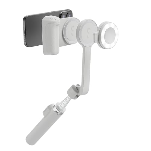 ShiftCam Travel and Creator Kit – MagSafe-Compatible Mobile Creator Bundle for iPhone and Android, Compact Phone Grip, Adjustable LED Light, Extendable Bluetooth Tripod for Vlogging - Travel Kit Pro - color: Stone, size: Travel Kit Pro