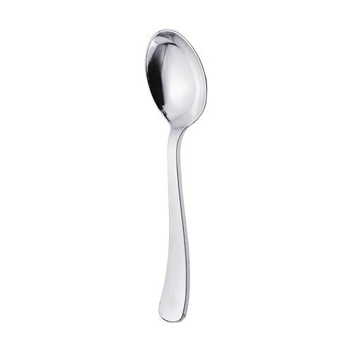 Party Essentials Disposable Plastic Cutlery/Heavy-Duty Flatware/Silverware for All Events, 100-Count(Pack of 1), Shiny Silver Soup Spoons - color: Shiny Silver Soup Spoons, size: 100-Count(Pack of 1)