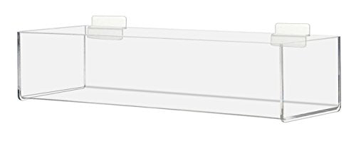 Slatwall Acrylic Tray 15 Inch Wide x 4 Inch Wide Rectangular One Compartment Lucite Retail Product Merchandise Storage Organizer for Businesses and Shops by Marketing Holders - size: 1 Section