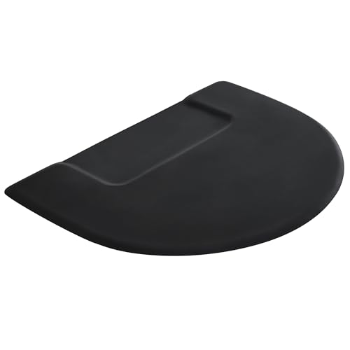 BarberPub 3 x 4 ft Anti-Fatigue Hair Salon Mat for for Hard Floors, Comfort Semicircle Barber Standing Mat for Square Base Chair 0075, Black, PU Foam - color: Black - Pu Foam