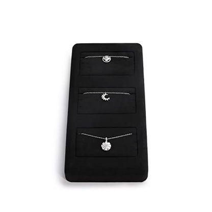 Oirlv Premium Black Microfiber Jewelry Display Tray Jewelry Display Set for Selling 3 Slots Necklace Display Stand Necklace Display Tray(TT07005) - size: 3 necklaces tray