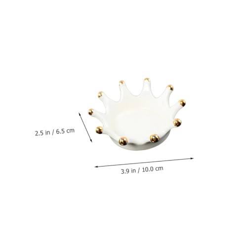 SUPVOX Crown Ceramic Jewelry Tray Decorative Earring Ring Dish Photo Prop Organizer for Vanity Table Key Storage