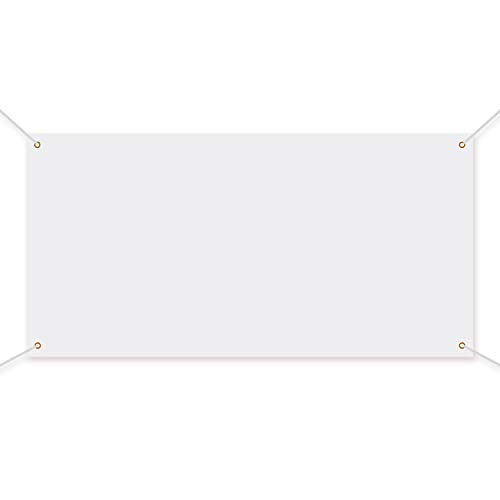 Zonon Large Blank Banners And Signs Polyester Oxford Cloth Sublimation Banner To Decorate With Hanging Rope For Indoor Wall Outdoor Easy Hang Diy Signs For Business Office(White,3.3 x 6 Feet) - color: White, size: 3.3 x 6 Feet
