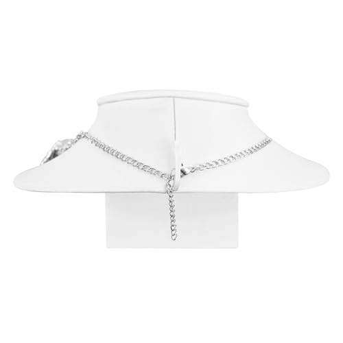 MOOCA Premium Faux Leather Necklace Lay Down Display Stands - Set of 2, Elegant Jewelry Holder, Stand, and Organizer for Necklaces, White Color - color: White Faux Leather