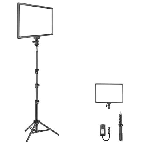 NEEWER 13" LED Video Light Panel, Studio Lighting Kit with Tripod Stand, 20W Bi Color Dimmable Photo Key Light for Streaming Photography Podcast Recording, CRI97+ 2400Lx/0.5m, 29.6Wh Battery, NL-192AI