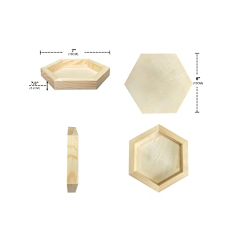 6 Pieces 6'' x 7'' Unfinished Wooden Hexagon Painting Panel Boards for Crafts, Blank Wood Canvas Panels for Pouring Art