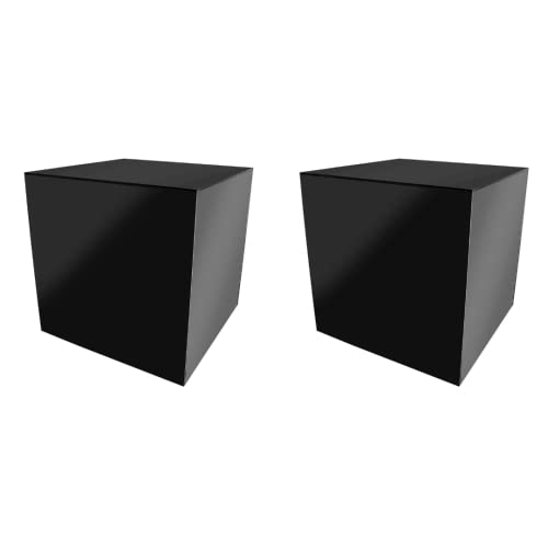 2 Pack 14" Acrylic Display Riser Box with One Open Side No Lid Versatile Glossy Black Square Retail Merchandise Storage Bin or Product Platform by Marketing Holders - size: 14"w x 14"h Black