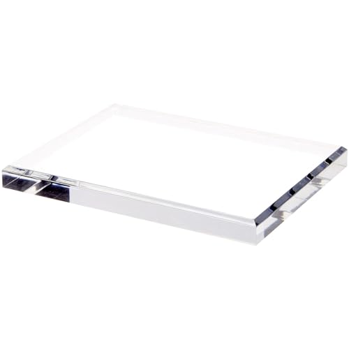 Plymor Clear Acrylic Rectangular Beveled Display Base, 8" W x 6" D x 0.75" H - size: 8" x 6" x 0.75"