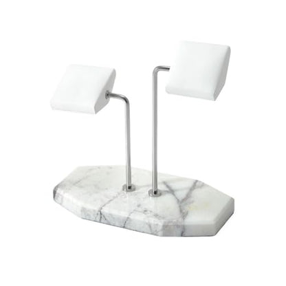Jewelry Towers Light Luxury Marble Double Position Watch Organizer Stainless Steel Watch Display Props Creative Watch Tray Jewellery Stand Display(White) - color: White