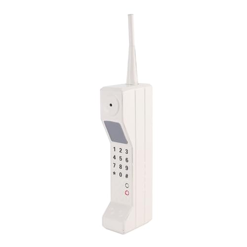 90s Phone Prop, Vintage Old Phone Prop, Portable Iron Retro Mobile Prop, 80s Retro Brick Cellphone Ornament for Home Living Stage Restaurant Photography Props (White) - color: White