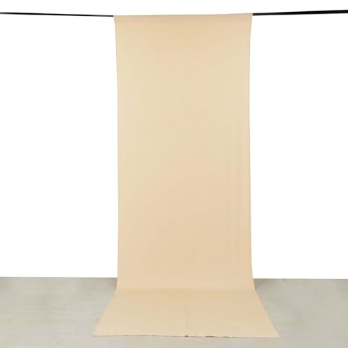 Efavormart 5ft x 14ft Beige 4-Way Stretch Spandex Backdrop Curtain, Wrinkle-Free Opaque Stage Panel for Modern Minimalist Decor and Neutral Styling - color: Beige, size: 5ftx14ft