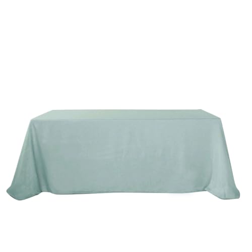 Efavormart 90x132 Dusty Blue Premium Faux Linen Rectangular Tablecloth | Wrinkle Free Tablecloth - color: Dusty Blue, size: 132" x 90" (Rectangular)