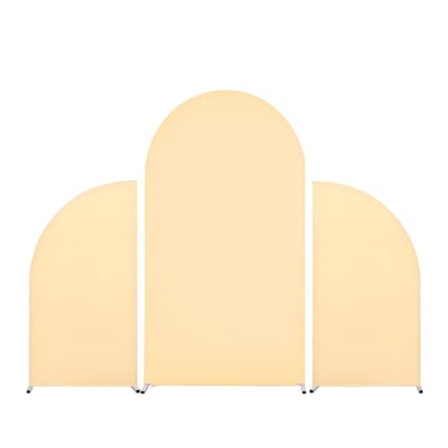 Set of 3 Wedding Arch Backdrop Cover - High Elasticity Fitted Round Top and Half Moon Double Sided Backdrop for Wedding Baby Shower Birthday Decoration (5ft 7.2ft 5ft) - color: Champagne