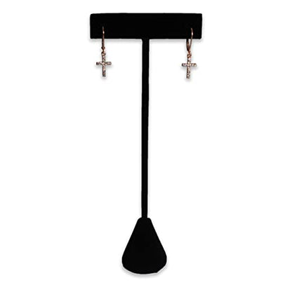 6Pcs Set Earring T Stand Display Set, Jewelry Display Stand for Showroom and Tradeshow Showcase Displays, various materials, 4 1/2 H in; 5 3/4 H in; 6 3/4 H in (Black Velour) - color: Black Velour