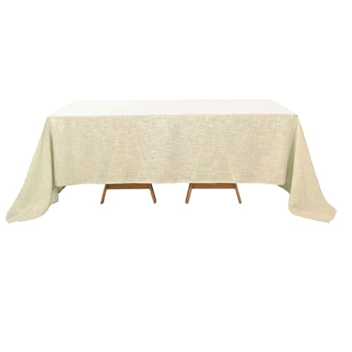 Efavormart 90x132 Beige Premium Faux Linen Rectangular Tablecloth | Wrinkle Free Tablecloth - color: Beige, size: 132" x 90" (Rectangular)