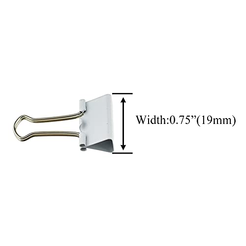 HAHIYO Binder Clips Paper Clamps Spring Steel Sturdy Small 0.75 inches Width 0.2 Inch Capacity No Sharp Edges Heavy Duty Tight Grip Reusable White Metal Bright Finish for Home Office School 30 Pack - size: White0.75in-30P