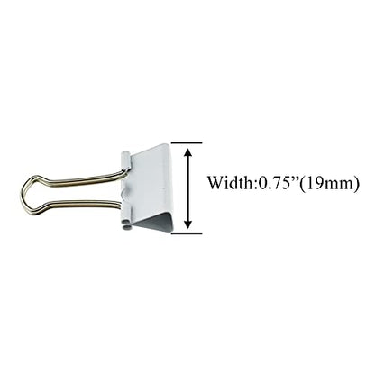 HAHIYO Binder Clips Paper Clamps Spring Steel Sturdy Small 0.75 inches Width 0.2 Inch Capacity No Sharp Edges Heavy Duty Tight Grip Reusable White Metal Bright Finish for Home Office School 30 Pack - size: White0.75in-30P