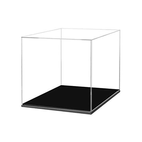10 Inch Box Clear Acrylic Display with Black Base Versatile Square Merchandise Storage Bin or Retail Product Riser POP Display by Marketing Holders - color: Clear, size: 10"W x 10"D w/Blk Base