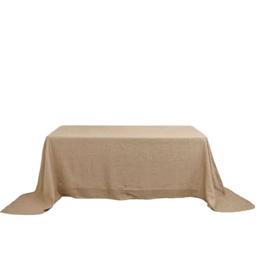 Efavormart 90"x132" Natural Jute Faux Burlap Round Tablecloth | Boho Chic Table Linen - color: Natural Boho, size: 132" x 90" (Rectangular)