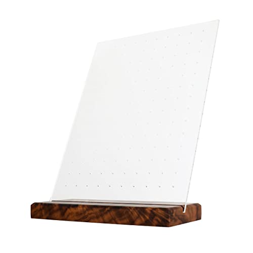 walnut earring display for selling jewelry, wooden earring holder for studs display, small jewelry studs display board for show【Wood stand with acrylic board-Walnut】 - color: Brown, size: Big