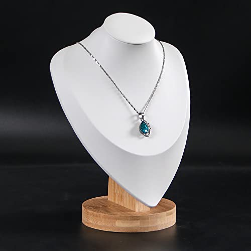 Coward PU Leather Necklace Display Stand Bamboo Chain Jewelry Holder Model Bust(white pu, 9.2") - color: White PU, size: 9.2" Hight