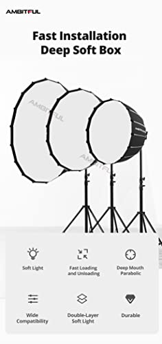 AMBITFUL QD-P70 27.55inch / 70CM Quick Release Parabolic Depth Bowens Softbox + Honeycomb Grid for Bowens Mount Studio Flash (AMBITFUL QD-P70+ Honeycomb Grid) - size: QD-P70- 70cm