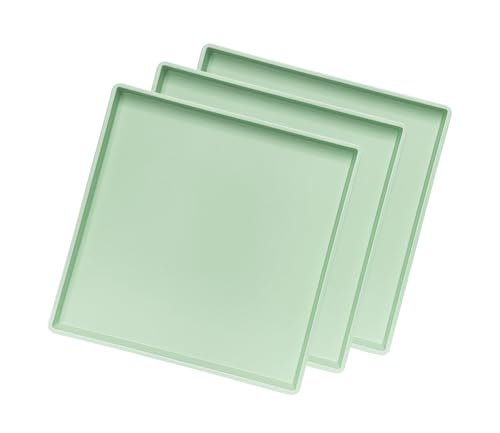 Small Square Tray (9 inch) 3 Pack, Durable Green Tray for Desserts & Organization, Lightweight for Coffee, Drinks, Party, Seasoning, Perfume and Display. - color: Green - 3 Tray, size: 9" x 9" x 0.8"