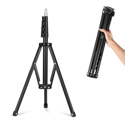 NEEWER 71" Portable Metal Camera Tripod Stand, Reverse Folding Light Tripod with LED Light Ring, Reflector, Flip Locks for Live Streaming, Vlog, Video Recording, ST180R - size: 180cm