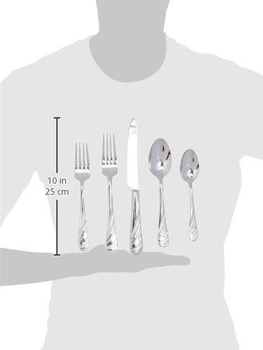 Mikasa 5118046 Swirl 20-Piece 18/10 Stainless Steel Flatware Set, Service for 4 - size: 20-Piece Flatware Set, Service for 4, style: Swirl