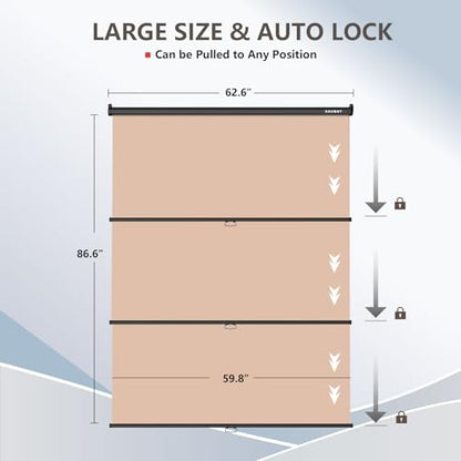 RAUBAY Retractable Pull Down Beige Screen Backdrop - 59.8" x 86.6" Collapsible Wall-Mount Nude Background for Professional Video Production, Photography, TikTok and Video Conferencing - color: Beige, size: Standard(59.8 x 86.6in)