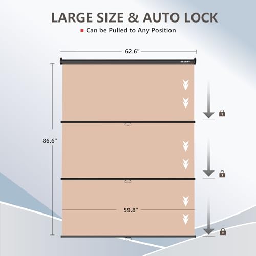 RAUBAY Retractable Pull Down Beige Screen Backdrop - 59.8" x 86.6" Collapsible Wall-Mount Nude Background for Professional Video Production, Photography, TikTok and Video Conferencing - color: Beige, size: Standard(59.8 x 86.6in)