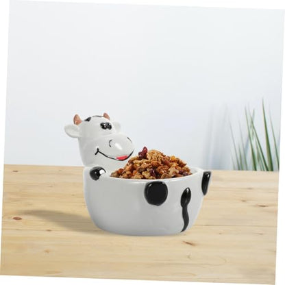 Creative Ceramic Cartoon Animal Bowl for Multi-purpose Soup and Snack Container Cute Cow Shape Tableware for Boys and Food-grade Material and Photo Prop