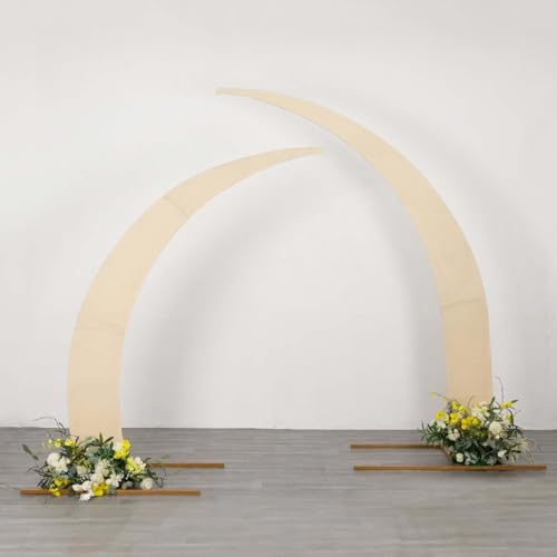 Efavormart 2 Pack Beige Spandex Half Crescent Moon Arch Covers, Double-Sided Fabric Backdrop Sleeves for 6.5ft and 8ft Curved Stand Decor - color: Beige, size: Cover Set - 6.5ft & 8ft