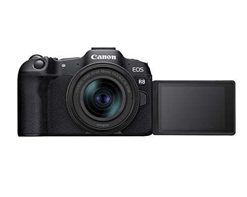 Canon EOS R8 Content Creator Kit, Full-Frame Hybrid Mirrorless Camera with Tripod & Stereo Microphone, 24.2 Megapixel CMOS Image Sensor, 4K Video, RF Mount, Vlogging Camera, Black - style: EOS R8 Content Creator Kit